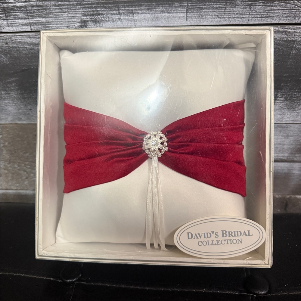 David's Bridal Collection Red and White Pillow